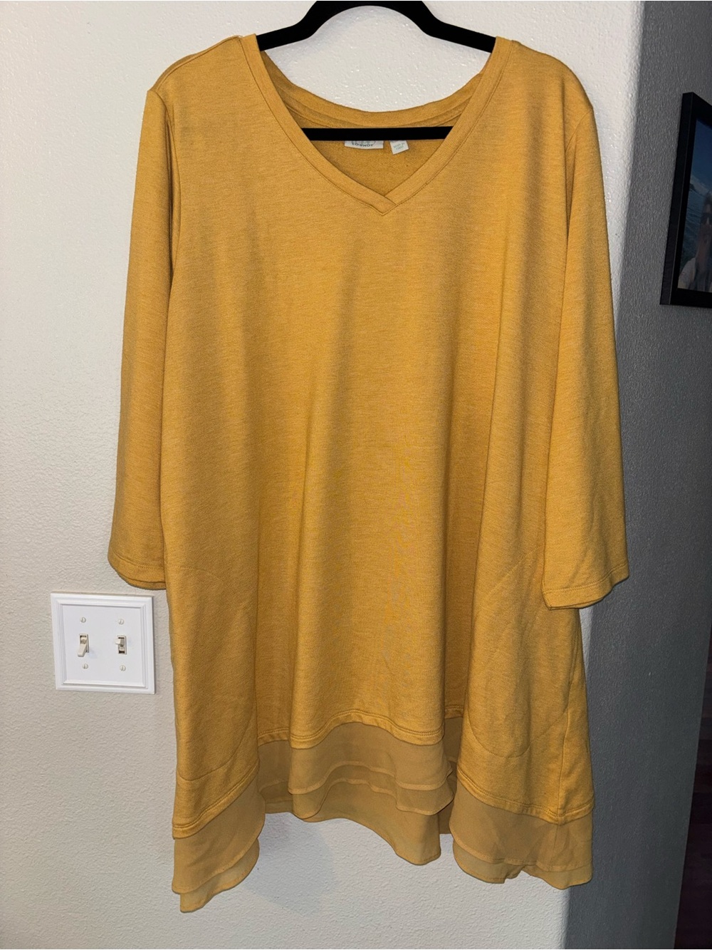 LOGO Lounge by Lori Goldstein Mustard Yellow Layered Hem Tunic 3X